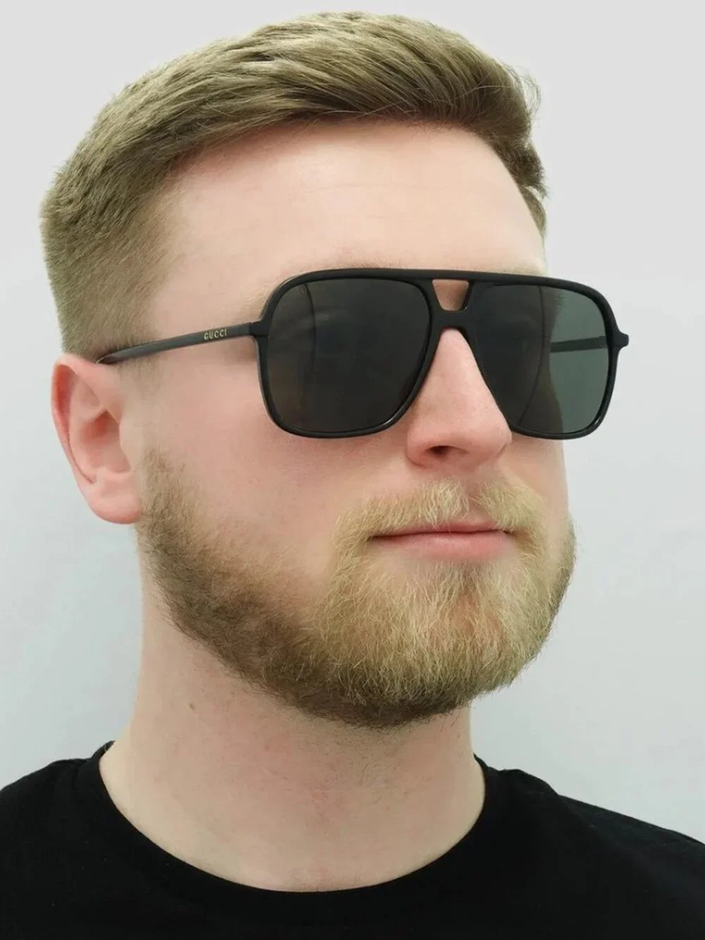 Gucci Men Sunglasses Black Grey Pilot Oversized GG0545S 001 NEW AUTHENTIC